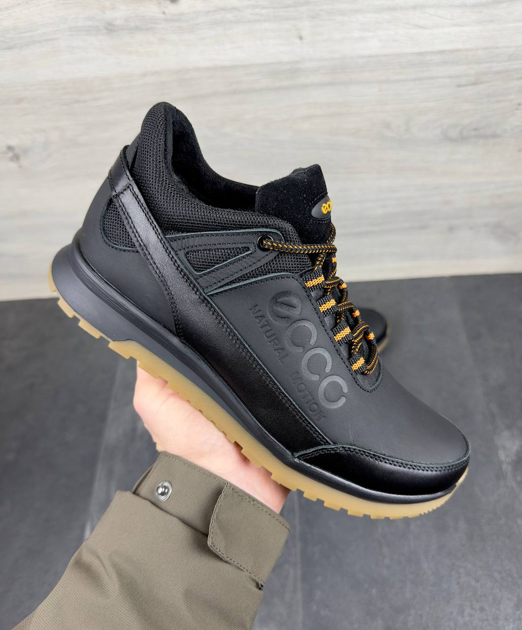 Чоловічі шкіряні зимові кросівки Код: Ек2 чер/з - Зображення 7