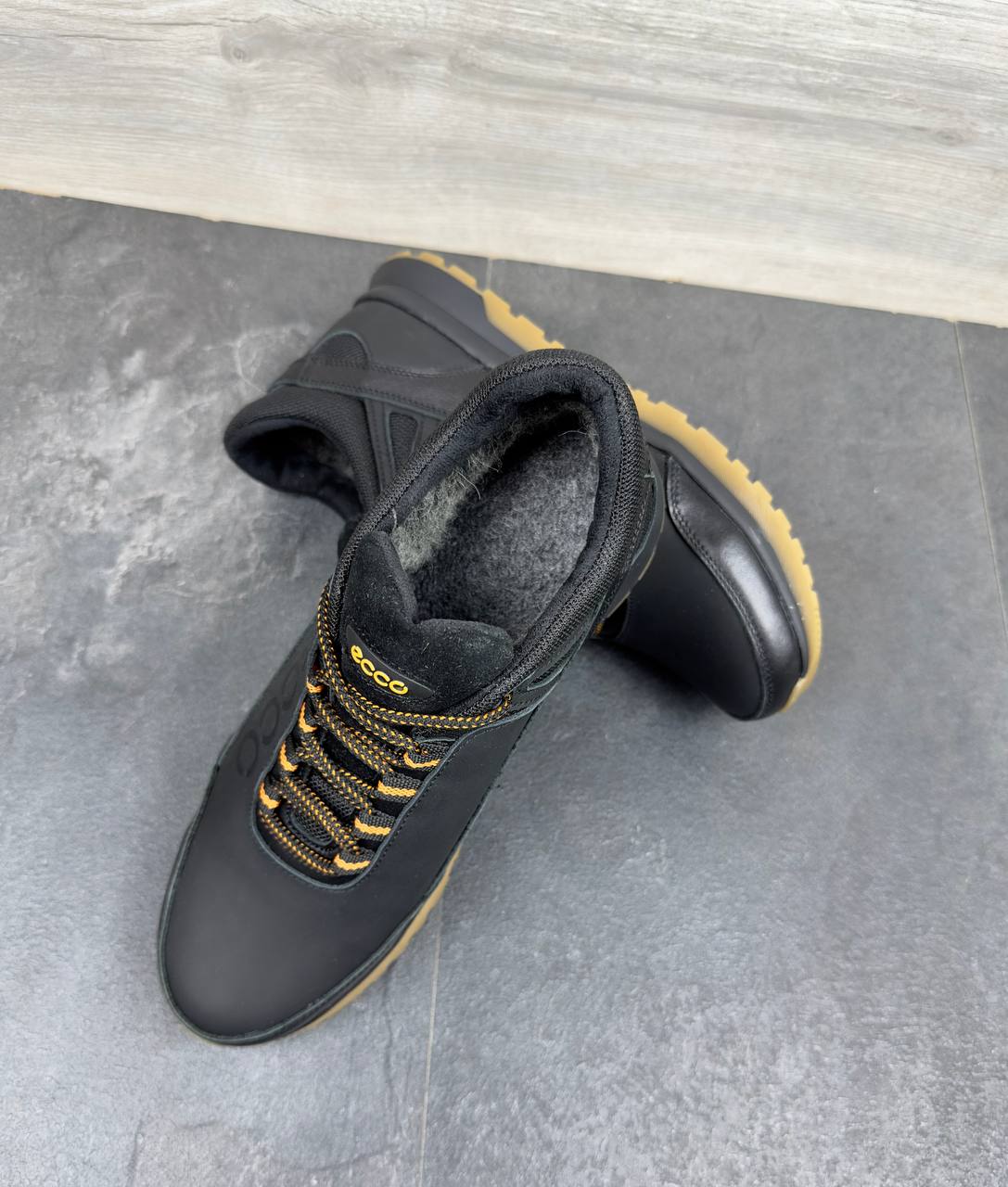 Чоловічі шкіряні зимові кросівки Код: Ек2 чер/з - Зображення 6