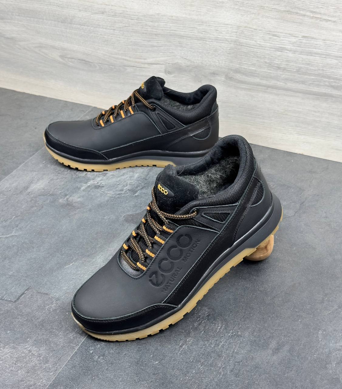 Чоловічі шкіряні зимові кросівки Код: Ек2 чер/з - Зображення 2