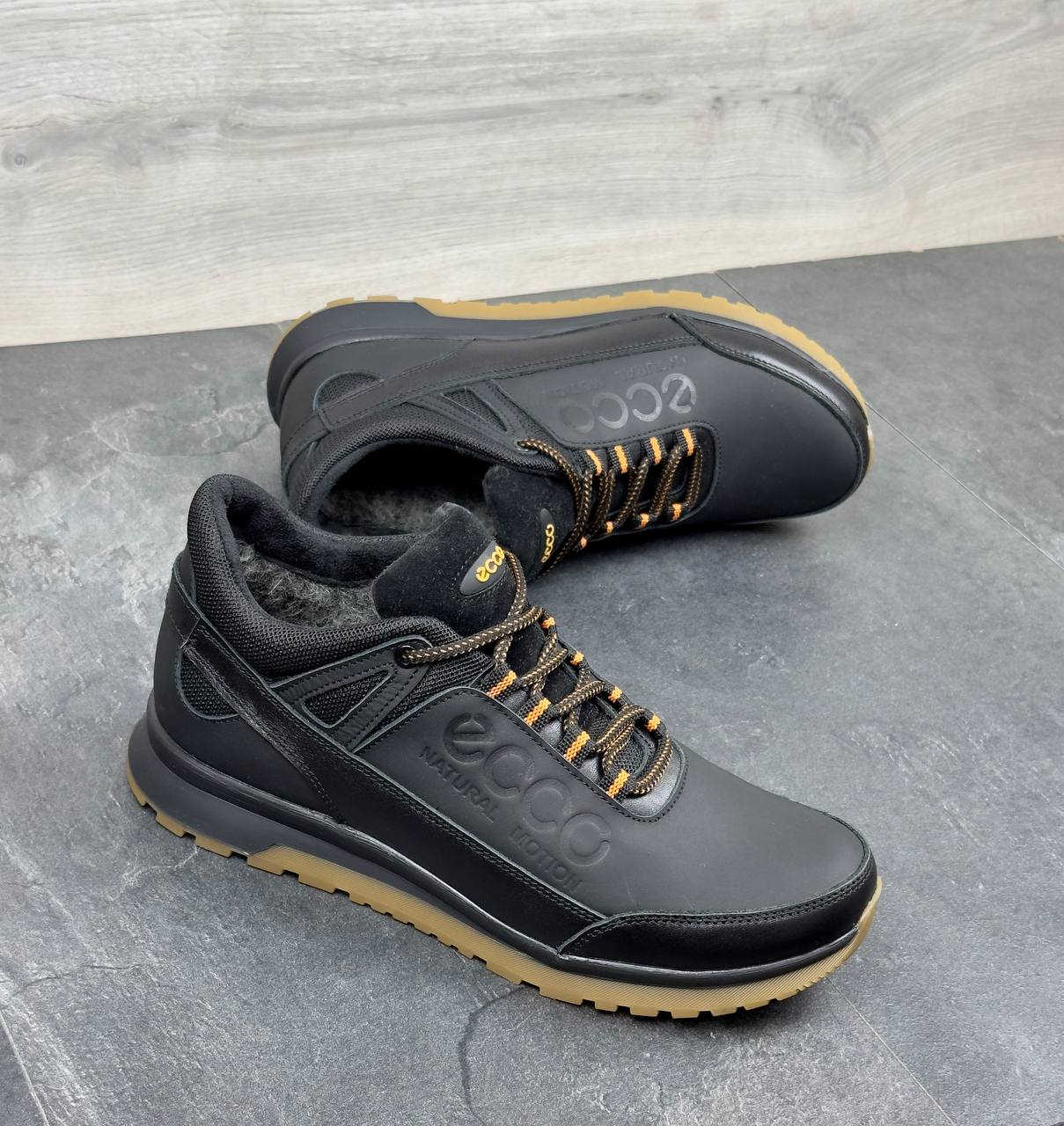 Чоловічі шкіряні зимові кросівки Код: Ек2 чер/з - Зображення 4