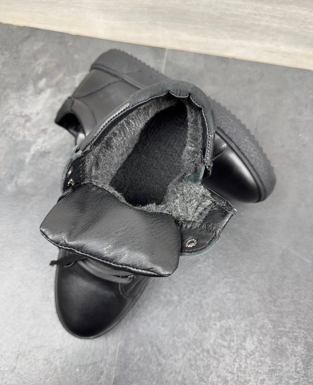 Чоловічі шкіряні зимові кеди/черевики на замку Код: 62 ч.т - Зображення 3