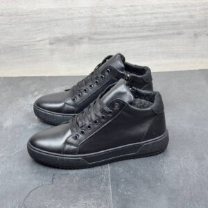 Чоловічі шкіряні зимові кеди/черевики на замку Код: 62 ч.т