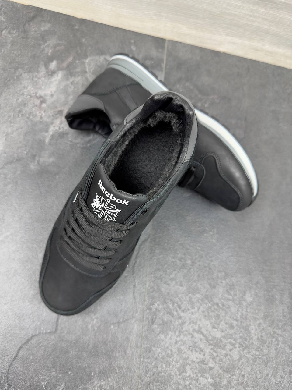 Чоловічі шкіряні зимові кросівки Код: R17 чор/сір/бн - Зображення 2