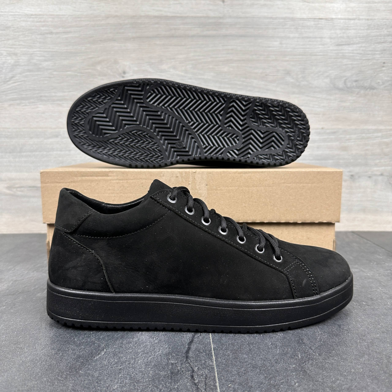 Чоловічі зимові черевики з натурального нубуку Код: 65 чор/нуб - Зображення 3