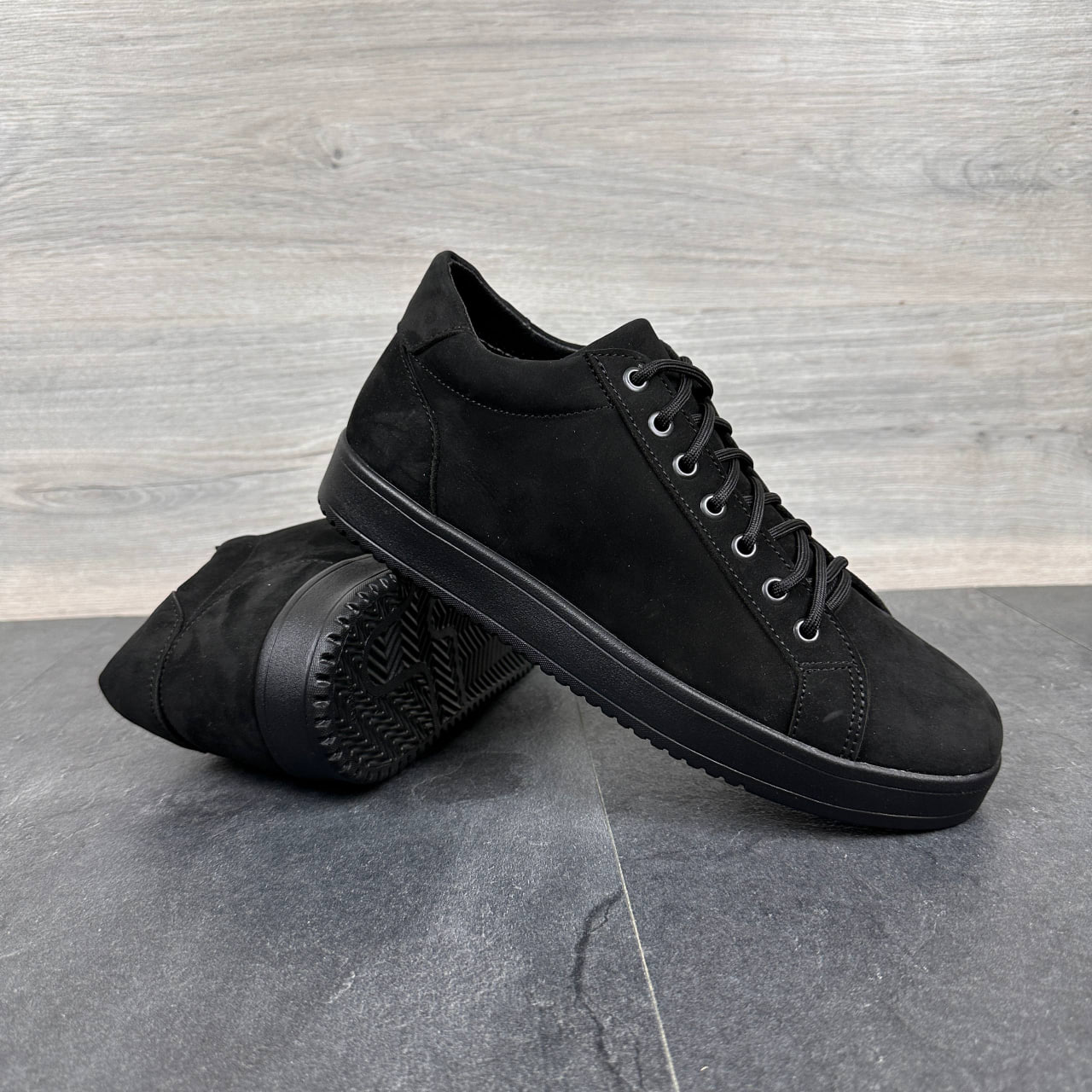 Чоловічі зимові черевики з натурального нубуку Код: 65 чор/нуб - Зображення 2