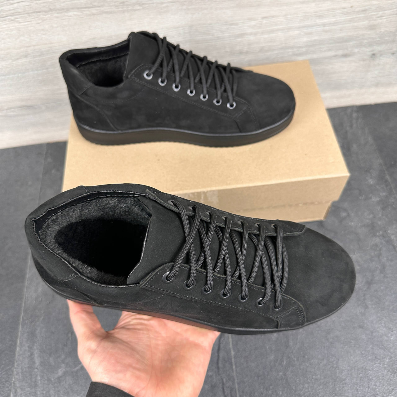 Чоловічі зимові черевики з натурального нубуку Код: 65 чор/нуб - Зображення 5