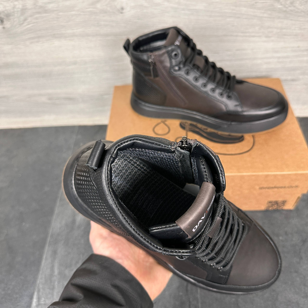 Чоловічі шкіряні зимові черевики (Топ якість) Код: DS 501 кор - Зображення 5