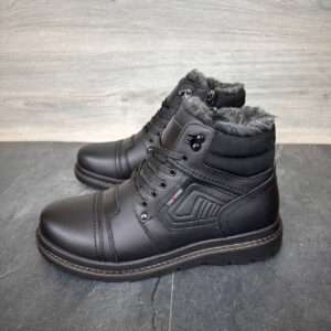 Чоловічі шкіряні зимові черевики (Топ якість)  Код: DS 80 чор