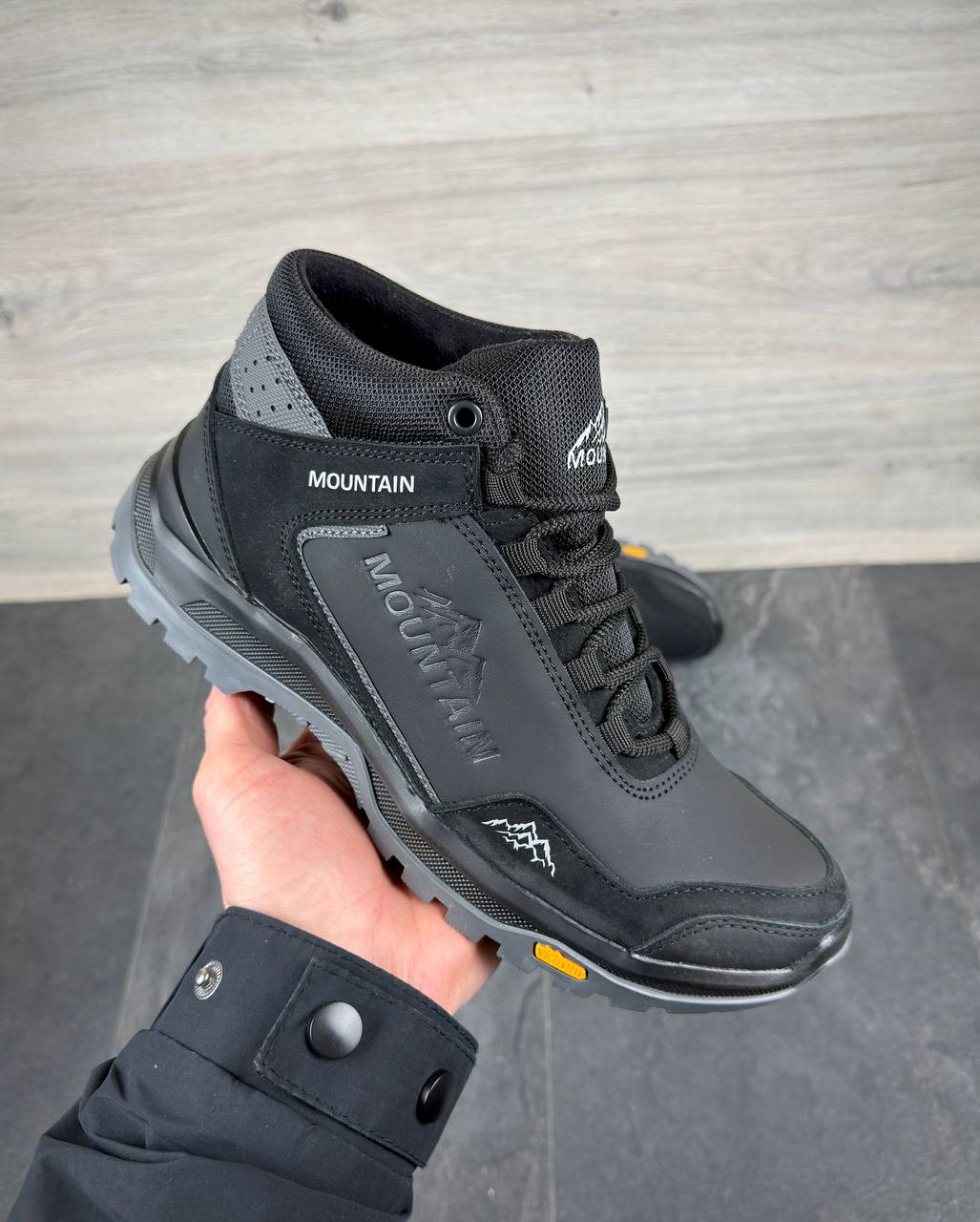 Чоловічі шкіряні зимові кросівки Код: А-2515 ч/сер/зима - Зображення 7