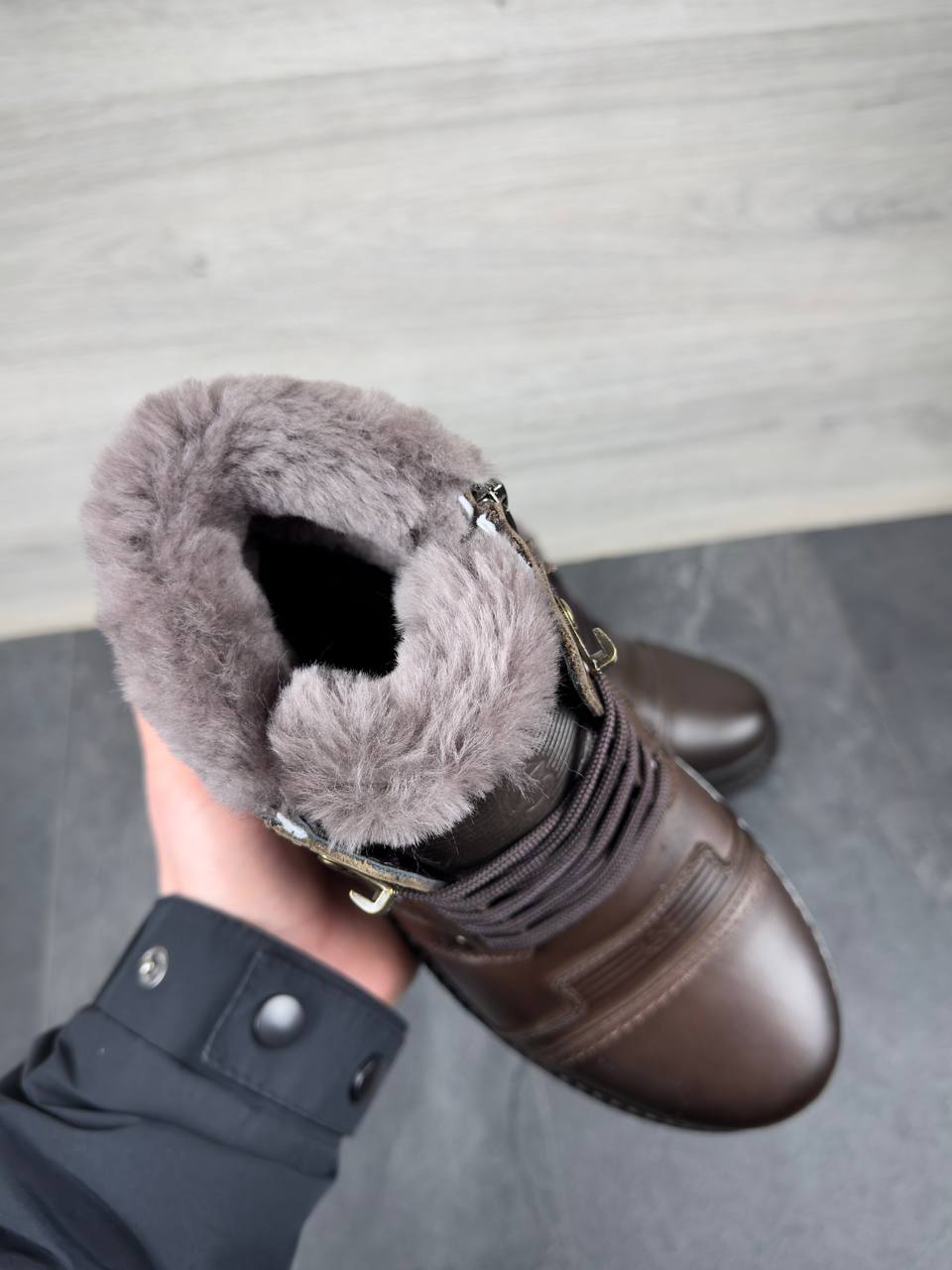 Чоловічі шкіряні зимові черевики (Топ якість) Код: DS-81/1 кор - Зображення 3