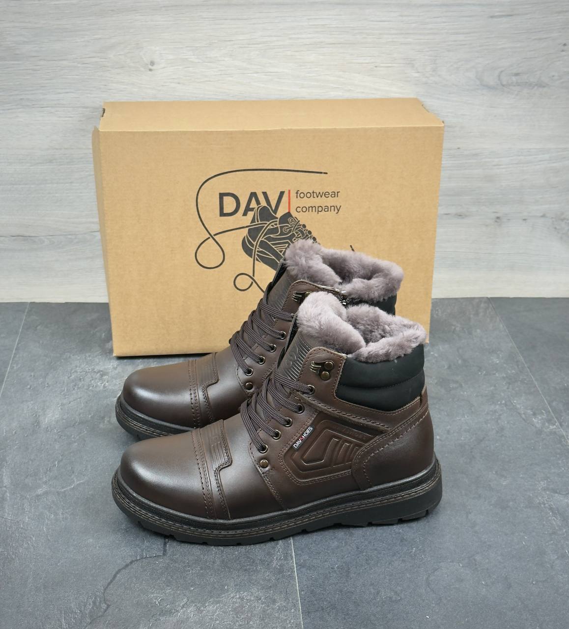 Чоловічі шкіряні зимові черевики (Топ якість) Код: DS-81/1 кор - Зображення 7