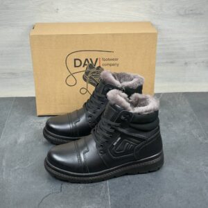 Чоловічі шкіряні зимові черевики  (Топ якість)  Код: DS-80/1 чорний