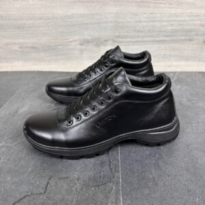 Чоловічі зимові шкіряні черевики Код: Б3035 чорний