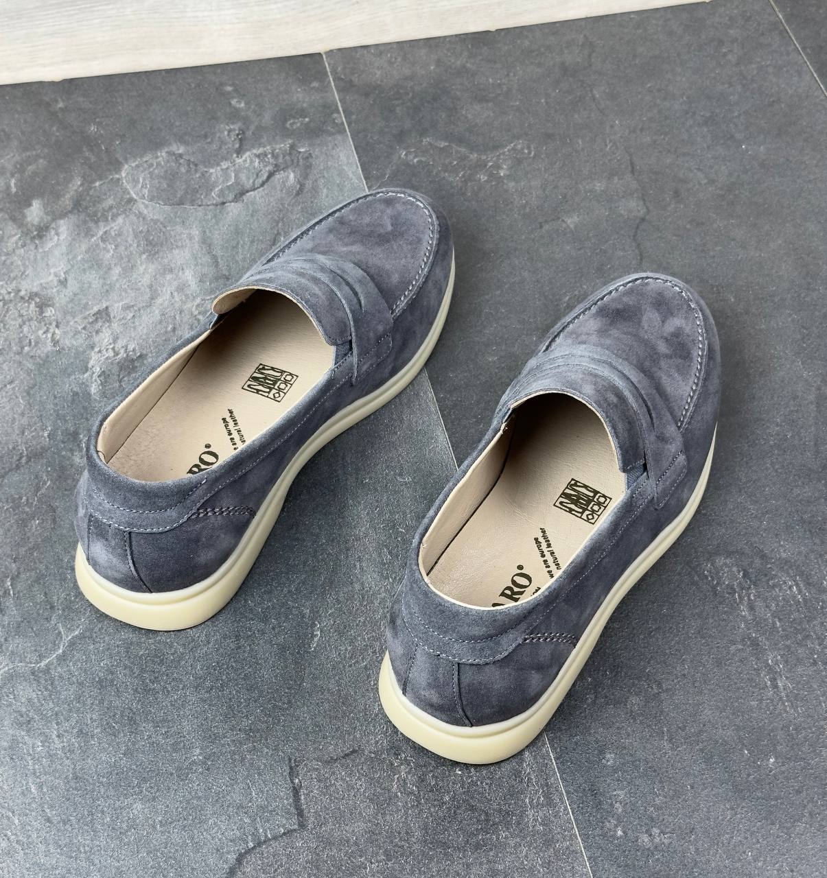 Чоловічі замшеві лофери (топ якість) Код: 688/5 сірий - Зображення 3