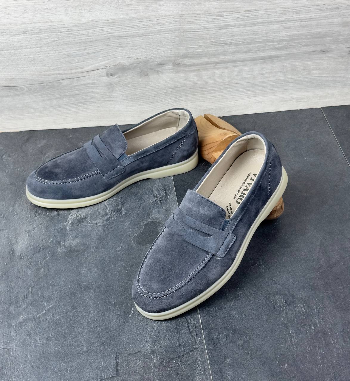 Чоловічі замшеві лофери (топ якість) Код: 688/5 сірий - Зображення 2