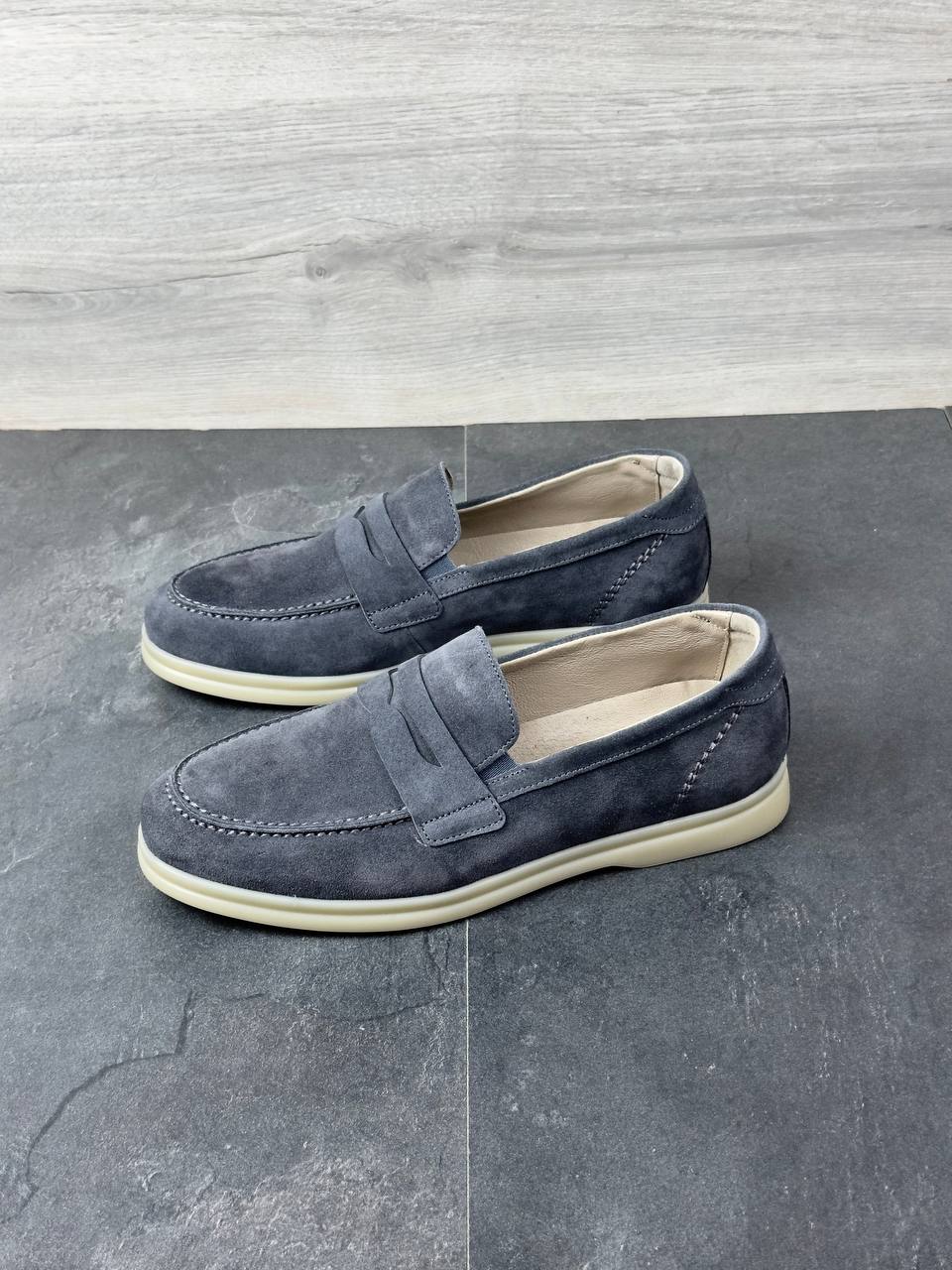 Чоловічі замшеві лофери (топ якість) Код: 688/5 сірий