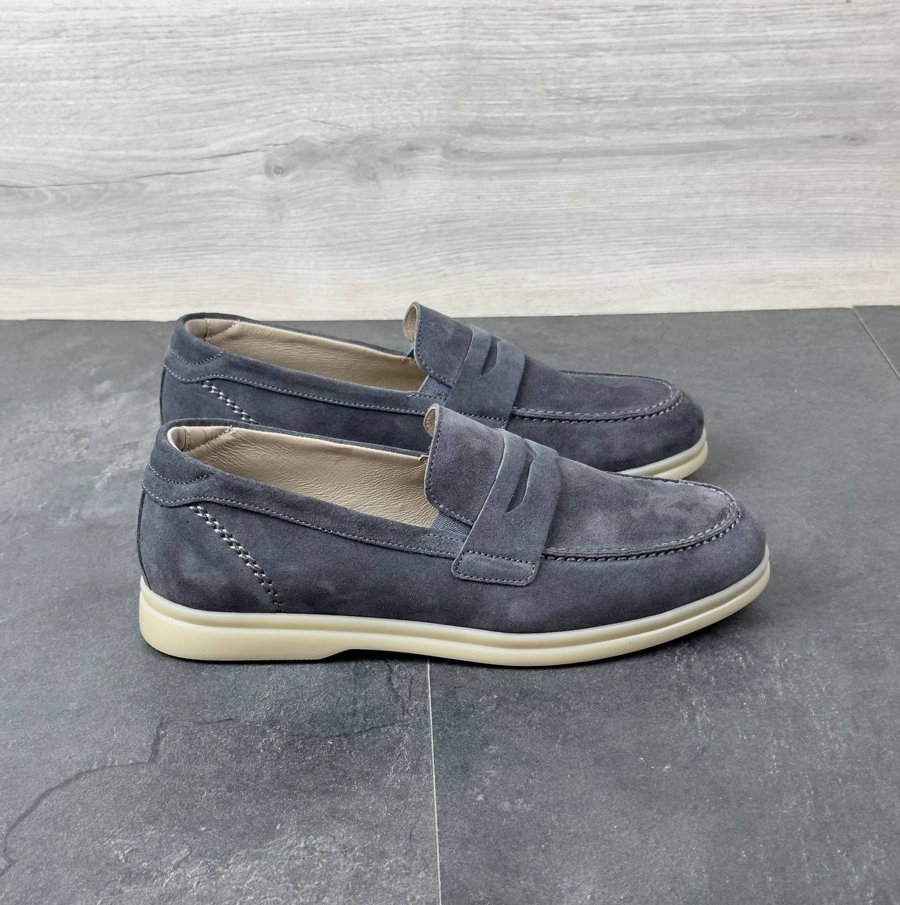 Чоловічі замшеві лофери (топ якість) Код: 688/5 сірий - Зображення 6