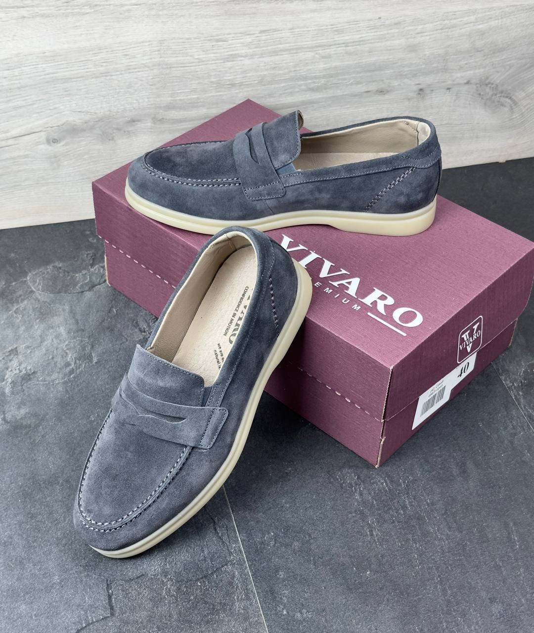 Чоловічі замшеві лофери (топ якість) Код: 688/5 сірий - Зображення 8