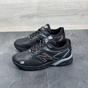 Чоловічі шкіряні кросівки Код: НБ чор/сір