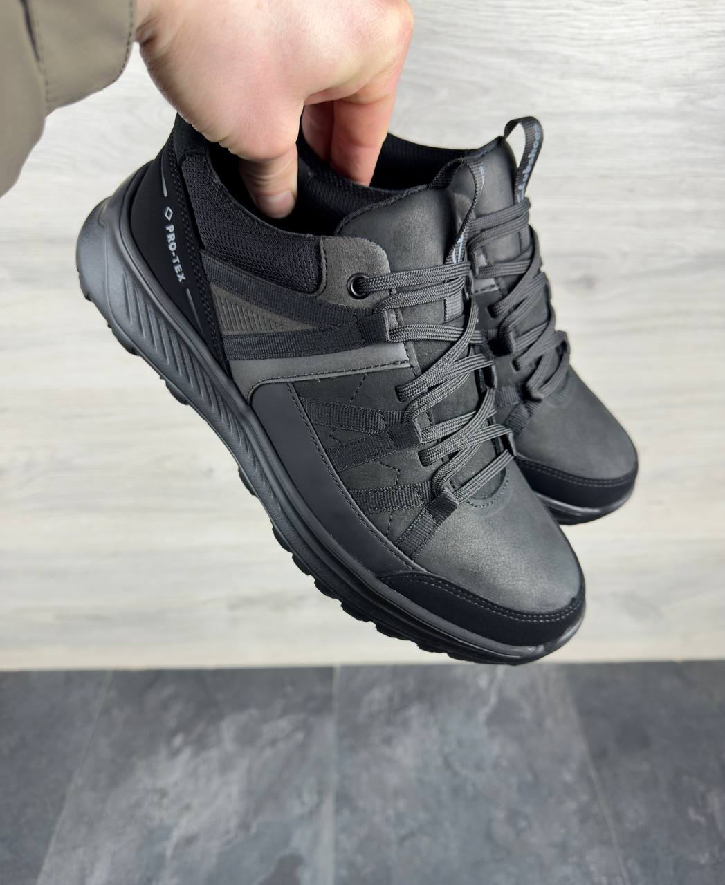 Чоловічі шкіряні кросівки (Топ якість) Код: TS чорний - Зображення 3