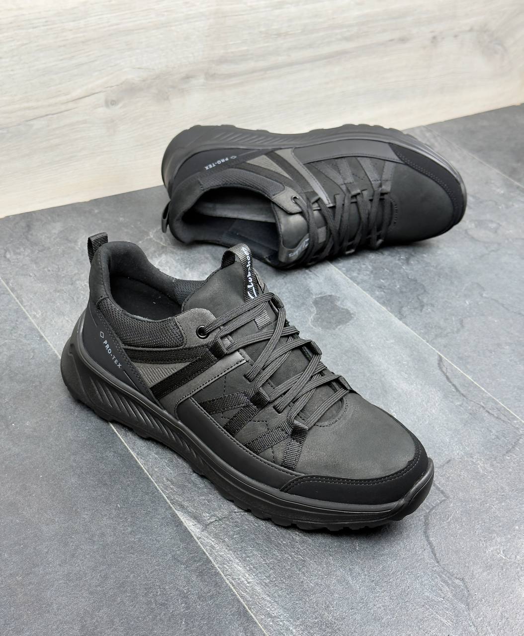 Чоловічі шкіряні кросівки (Топ якість) Код: TS чорний - Зображення 2