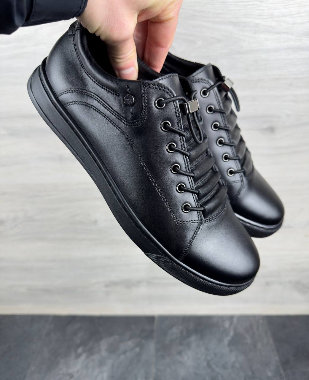 Чоловічі шкіряні напівчеревики (топ-якість) Код: V330 чор - Зображення 7