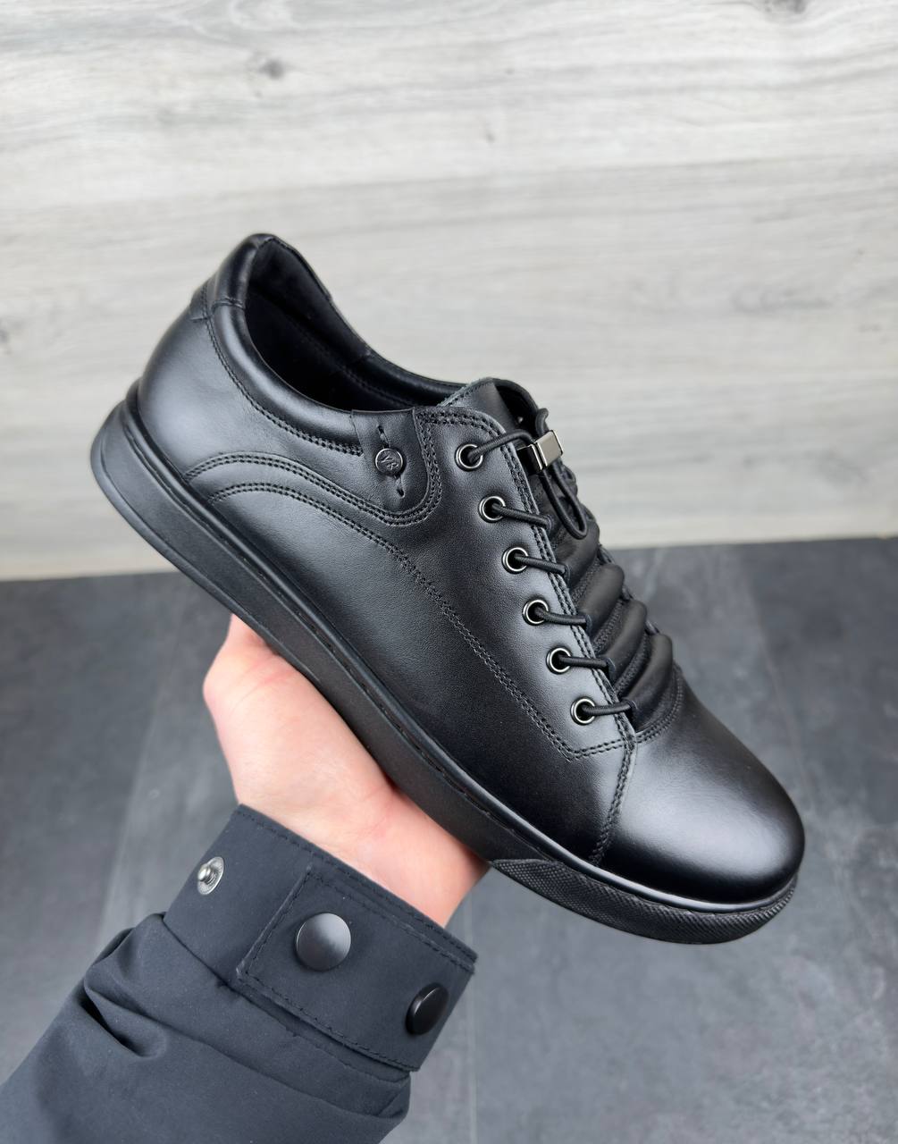 Чоловічі шкіряні напівчеревики (топ-якість) Код: V330 чор - Зображення 6