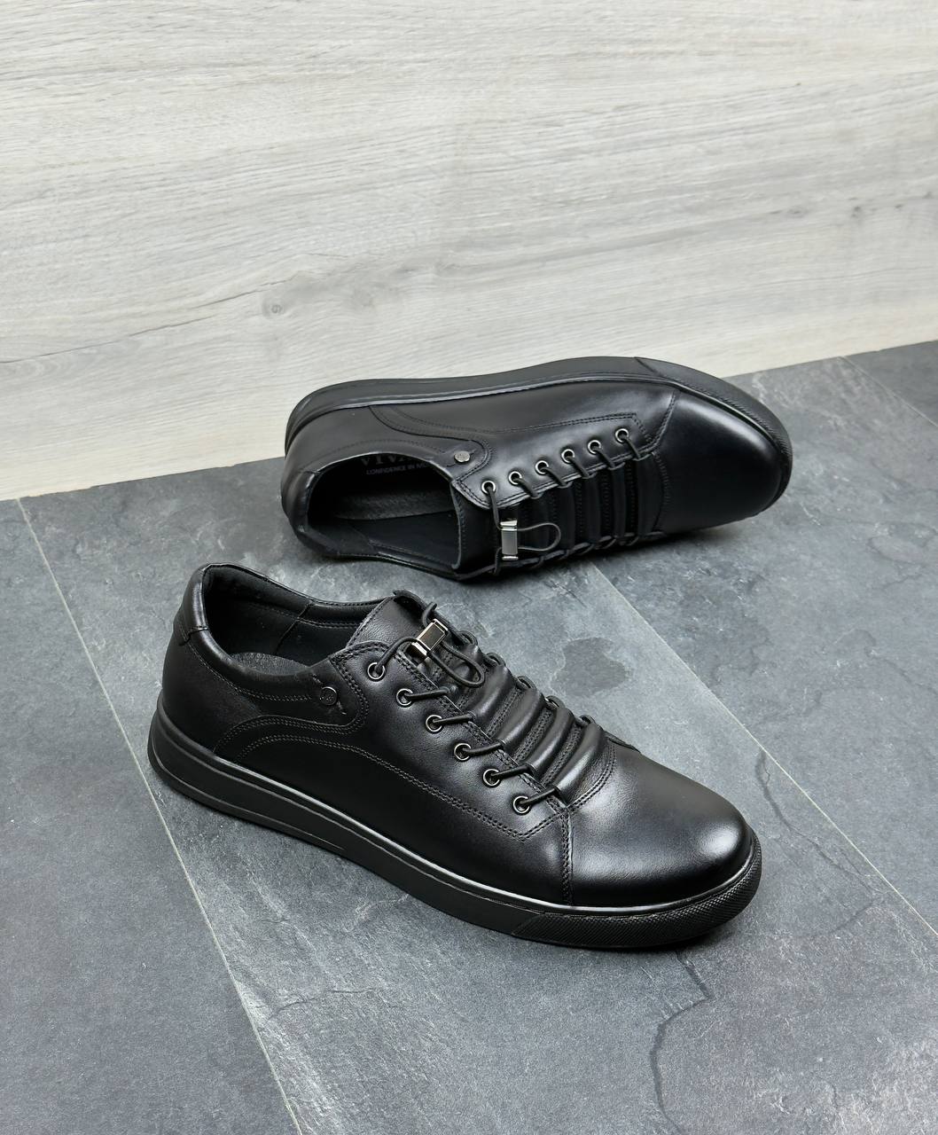 Чоловічі шкіряні напівчеревики (топ-якість) Код: V330 чор - Зображення 4