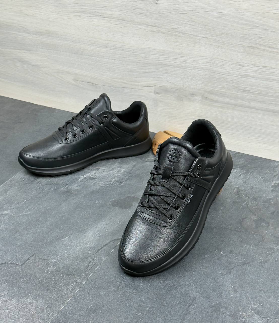 Чоловічі шкіряні кросівки (Топ якість) Код: 209 чорний - Зображення 3