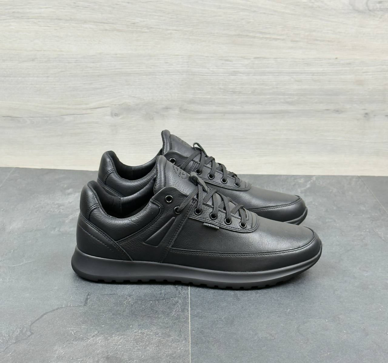 Чоловічі шкіряні кросівки (Топ якість) Код: 209 чорний