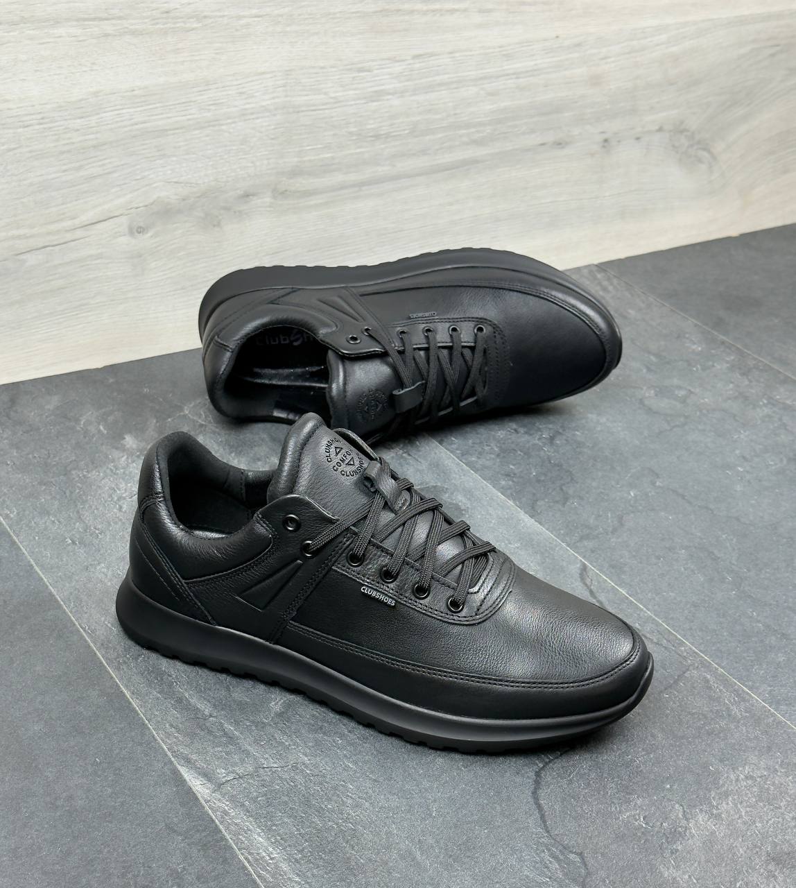 Чоловічі шкіряні кросівки (Топ якість) Код: 209 чорний - Зображення 7